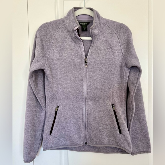 Eddie Bauer Lavender Knit Full Zip Mock Neck Jacket Sweater Women's Size Smalll - Picture 11 of 12